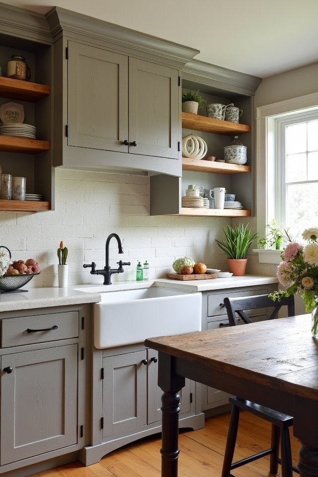 rustic farmhouse taupe kitchen