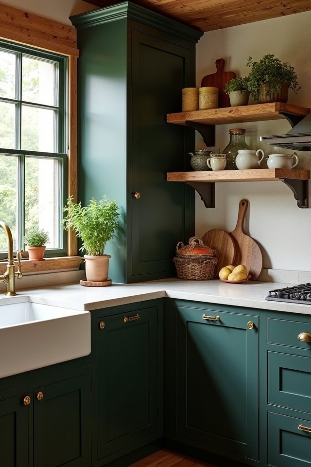 rustic green kitchen charm