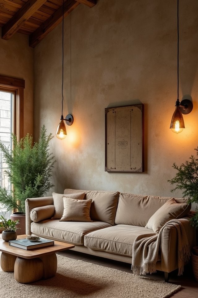 rustic lighting creates warmth