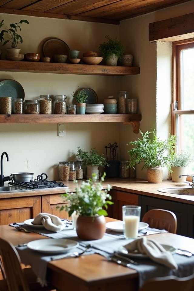 rustic open shelving charm