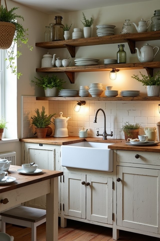 rustic open shelving charm