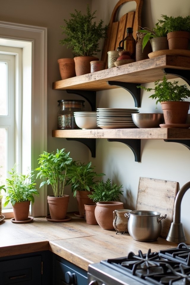 rustic open shelving charm
