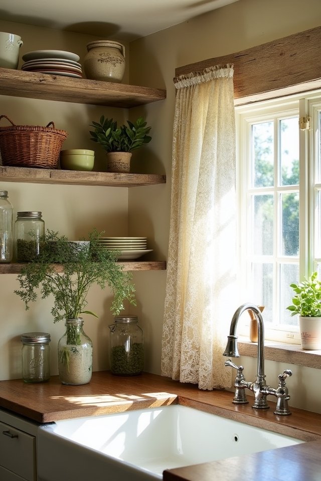 rustic open shelving charm