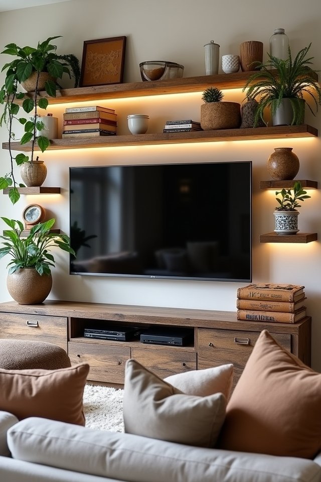 rustic open shelving display