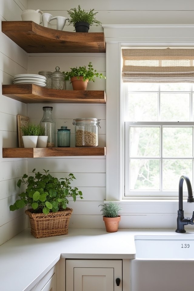 rustic open shelving display