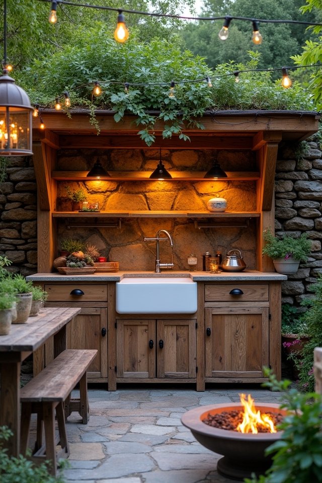 rustic outdoor kitchen charm