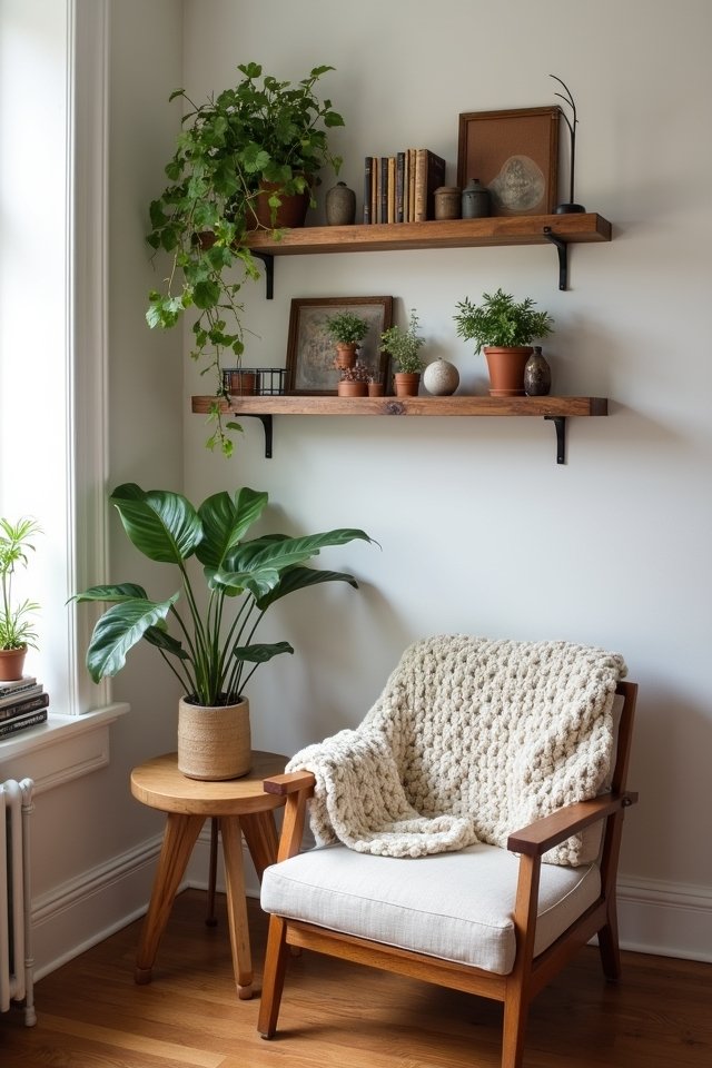 rustic reclaimed wood shelves