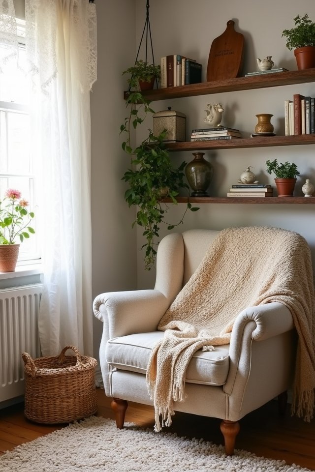 rustic shelving enhances charm