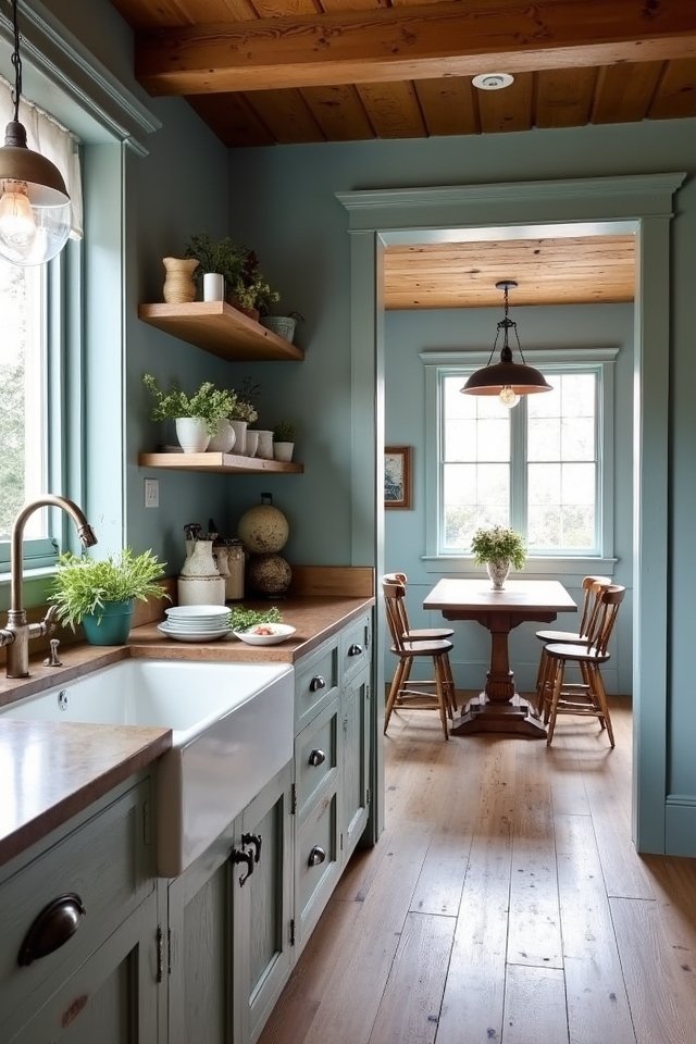 rustic slate blue kitchen