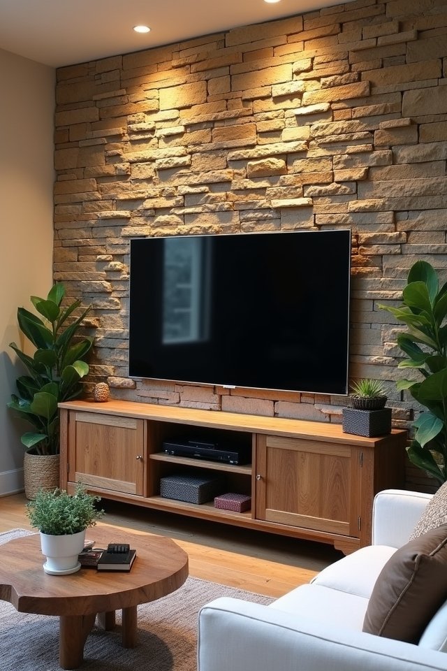 rustic stone accent wall