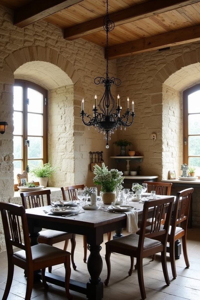 rustic stone and brick accents