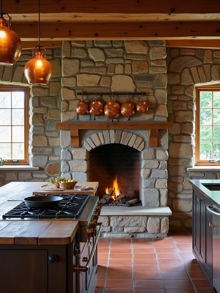 rustic stone and brick accents
