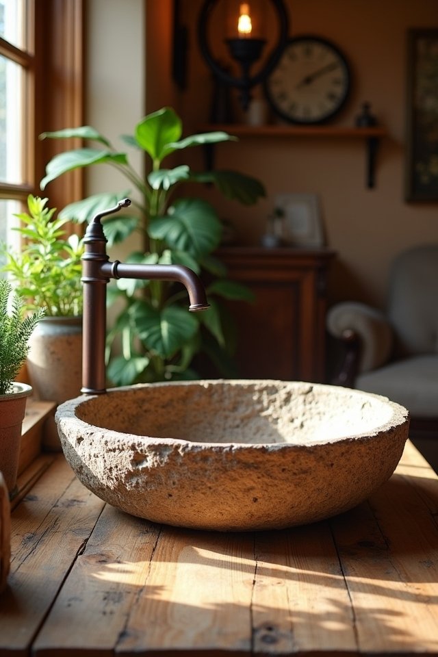 rustic stone wash basin