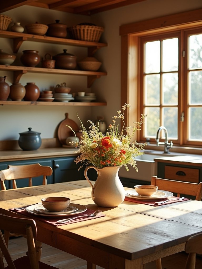 rustic tableware enhances ambiance