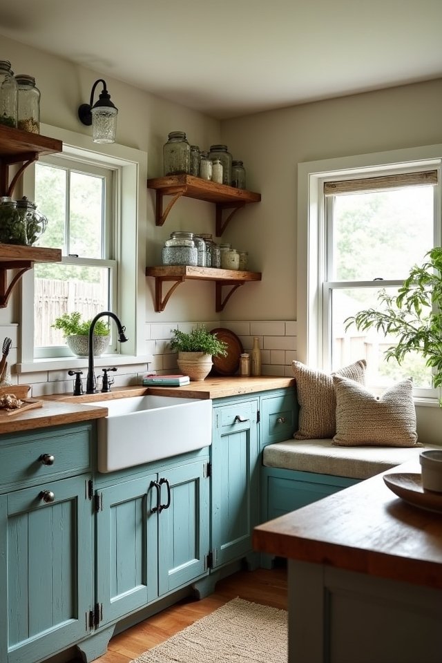 rustic teal kitchen charm