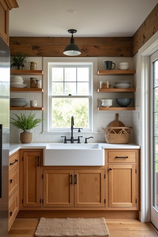 rustic warm oak cabinets