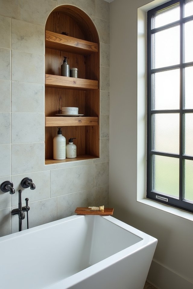 rustic warmth in bathrooms
