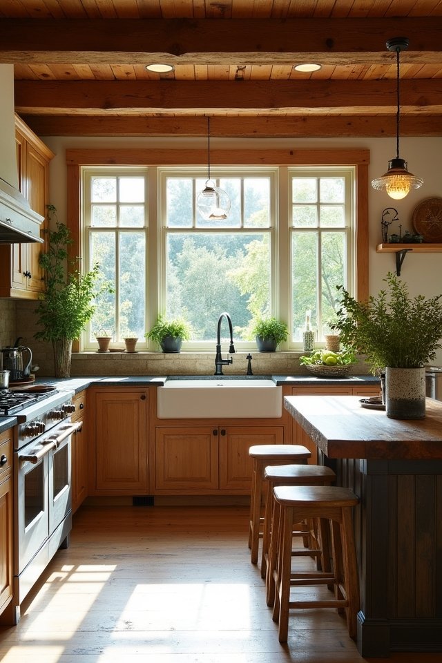 rustic wood and stone accents