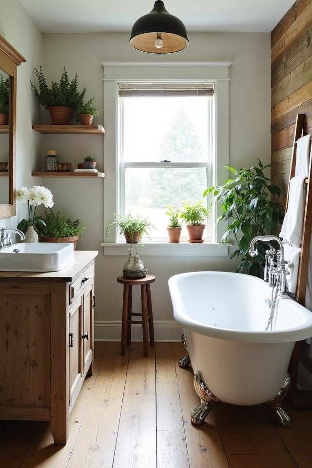 rustic wood bath elements