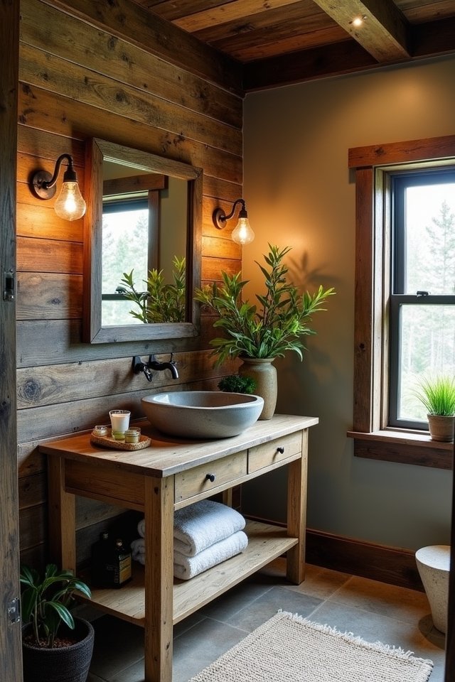 rustic wood bathroom charm