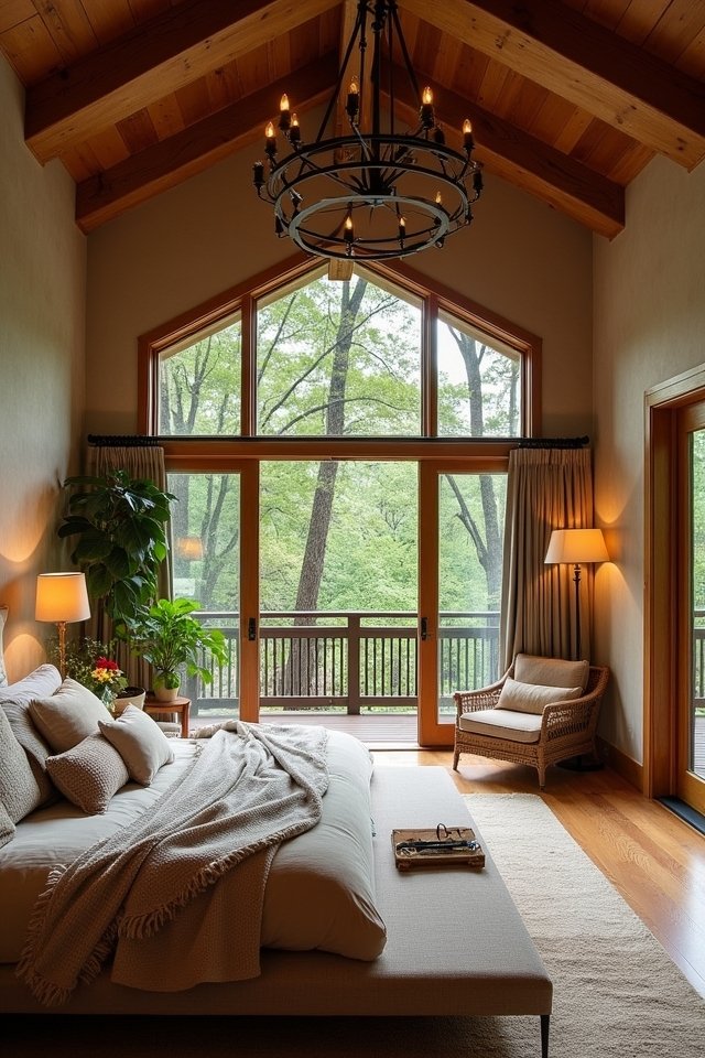 rustic wood beamed balcony retreat