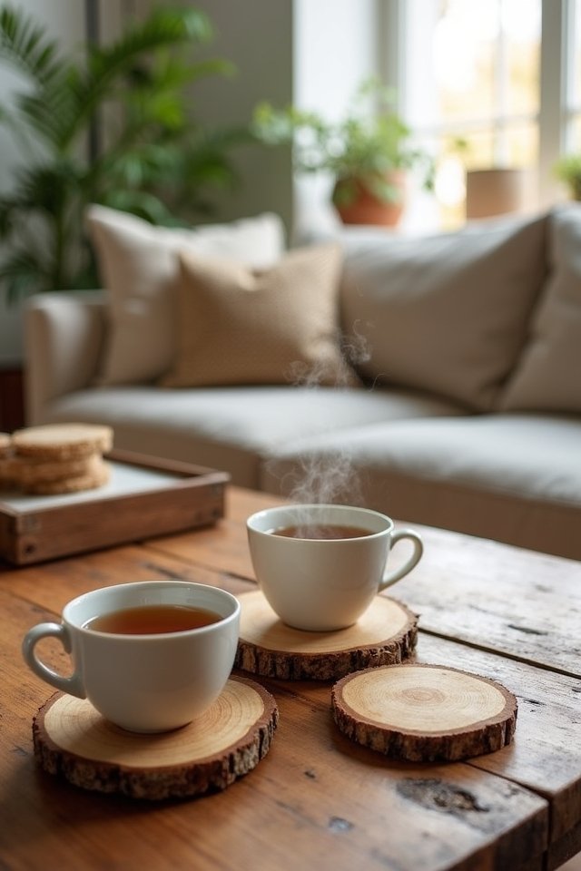 rustic wood slice coasters
