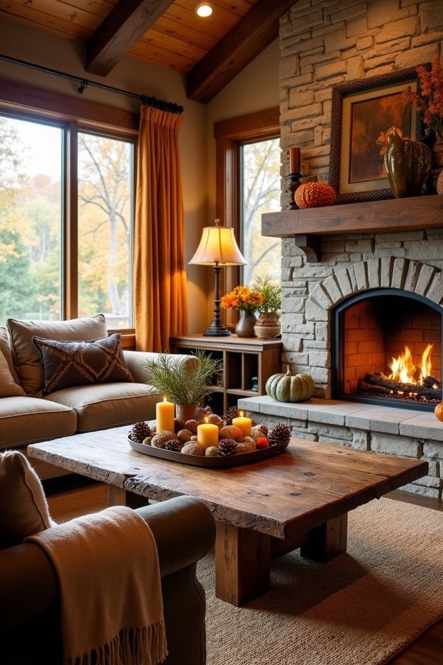 rustic wooden furniture accents
