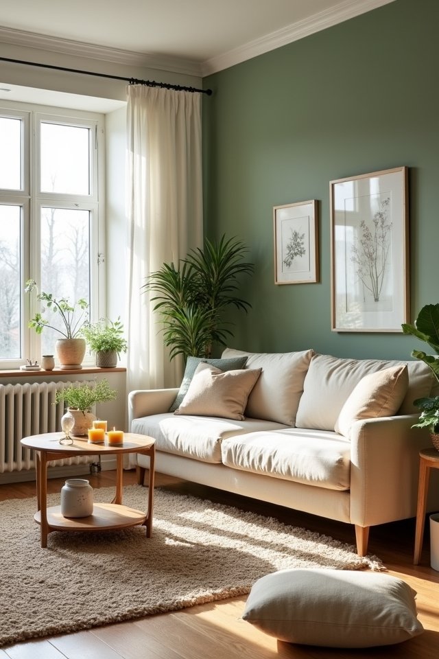 sage green accent wall transformation