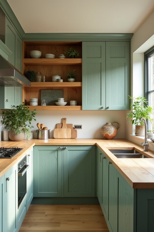 sage green and wood harmony