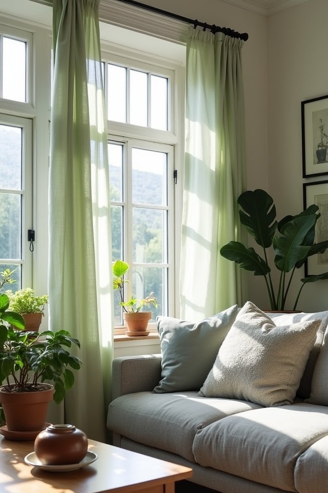 sage green cozy curtains
