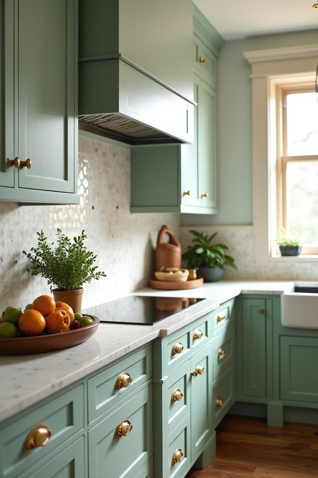 sage green elegance gold accents