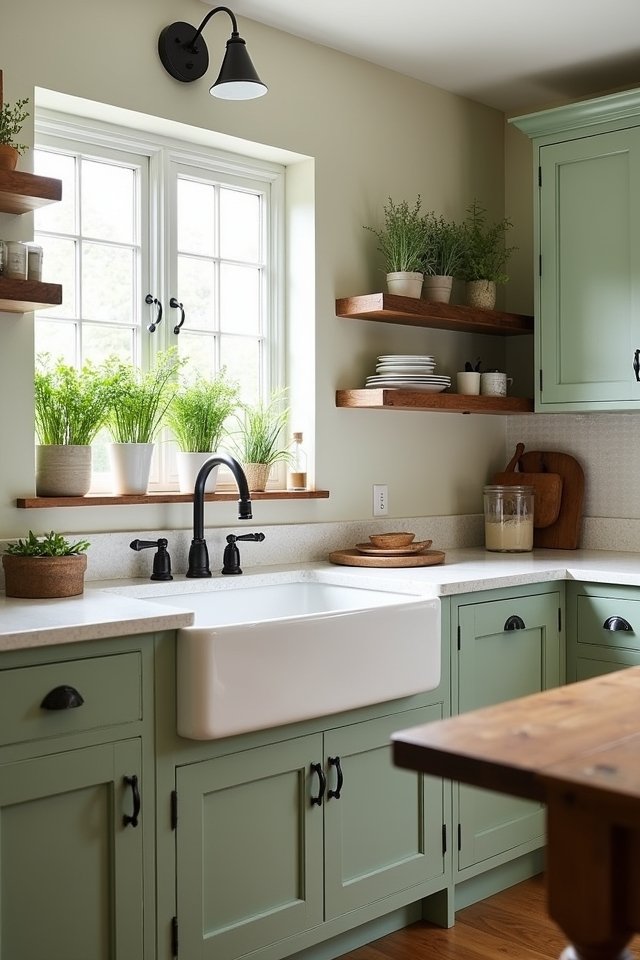 sage green farmhouse kitchen charm