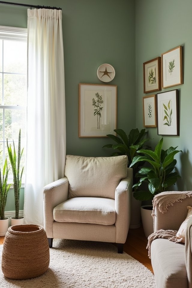 sage green gallery wall