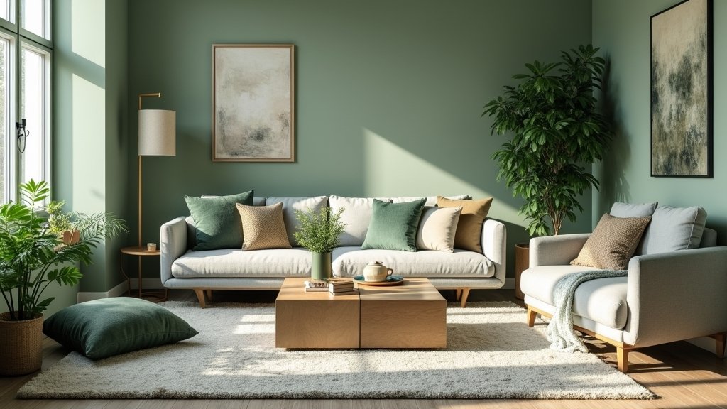 sage green grey living room
