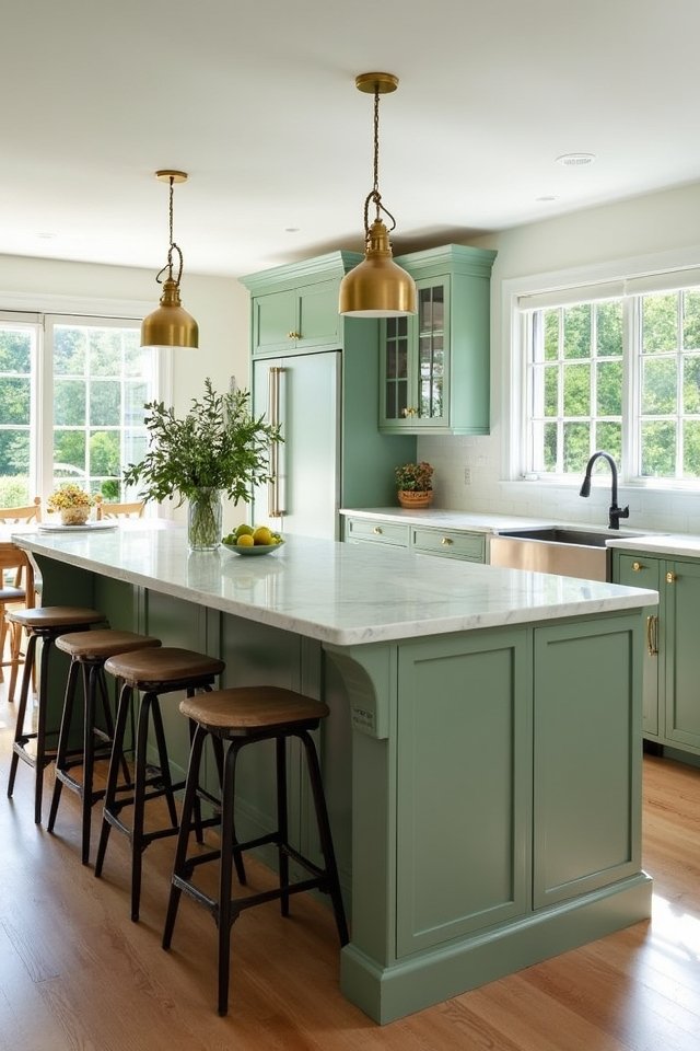 sage green kitchen island