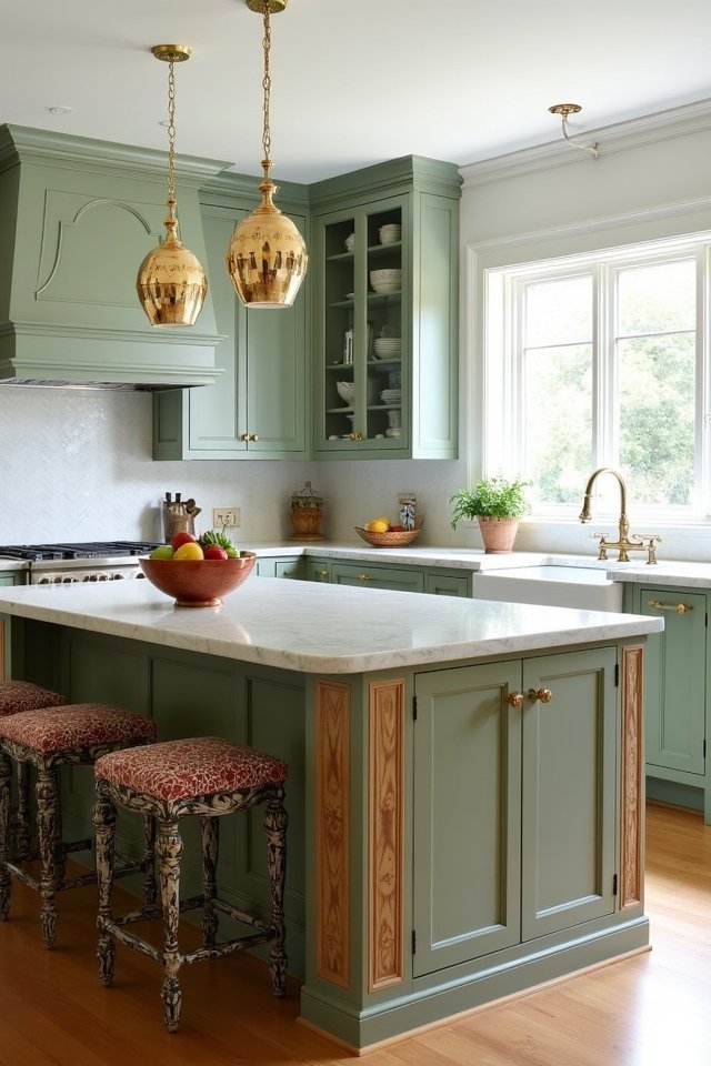 sage green kitchen island ideas