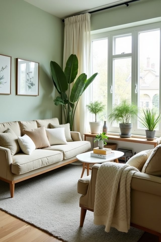 sage green living room oasis