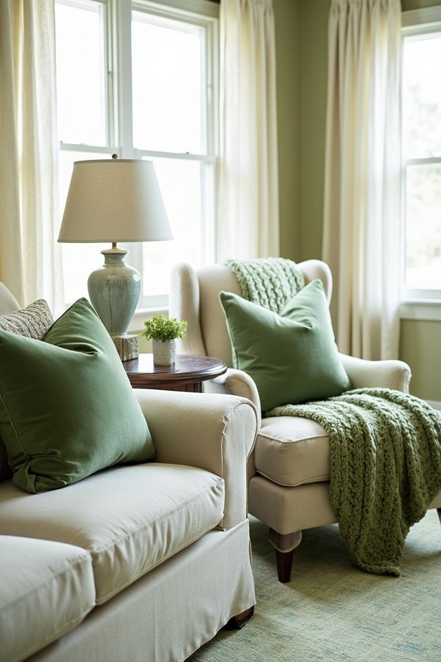 sage green textured layering