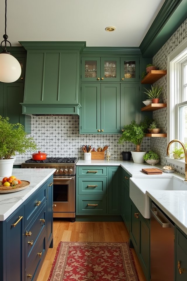 sage green with bold accents