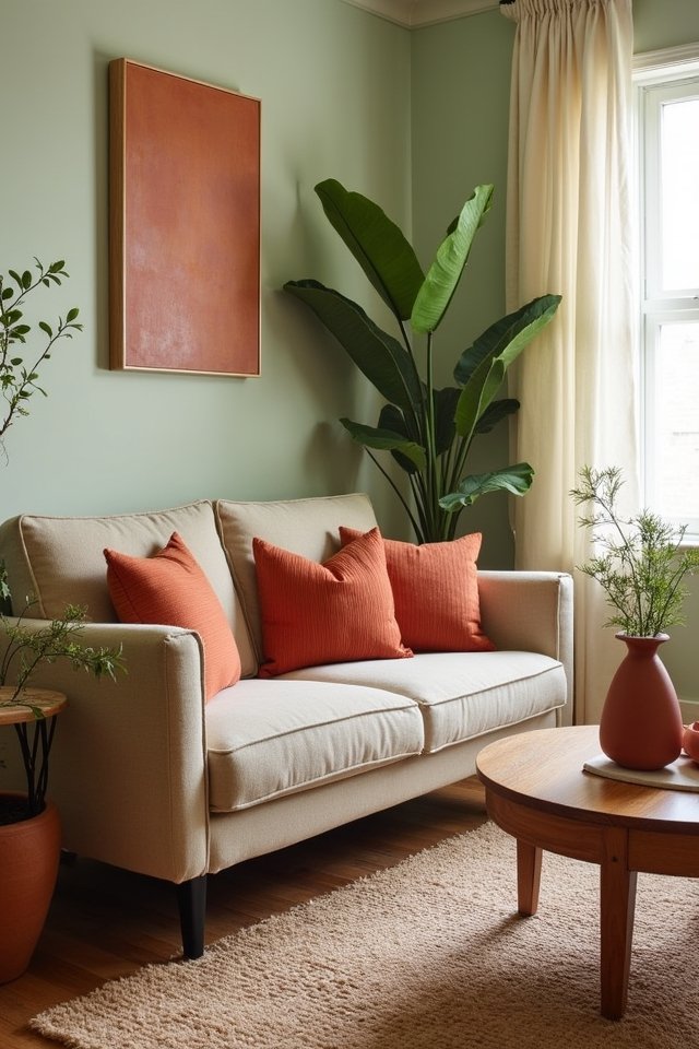 sage green with terracotta