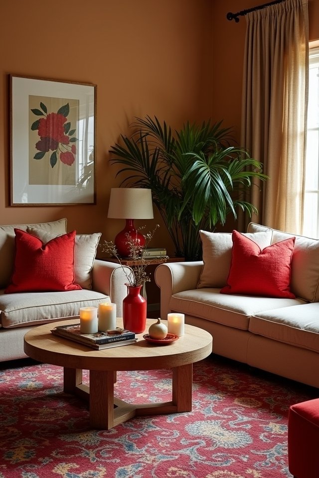 sandy brown with bold red