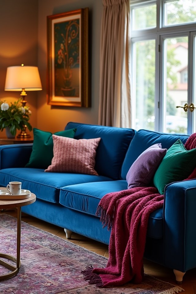 sapphire blue sofa statement