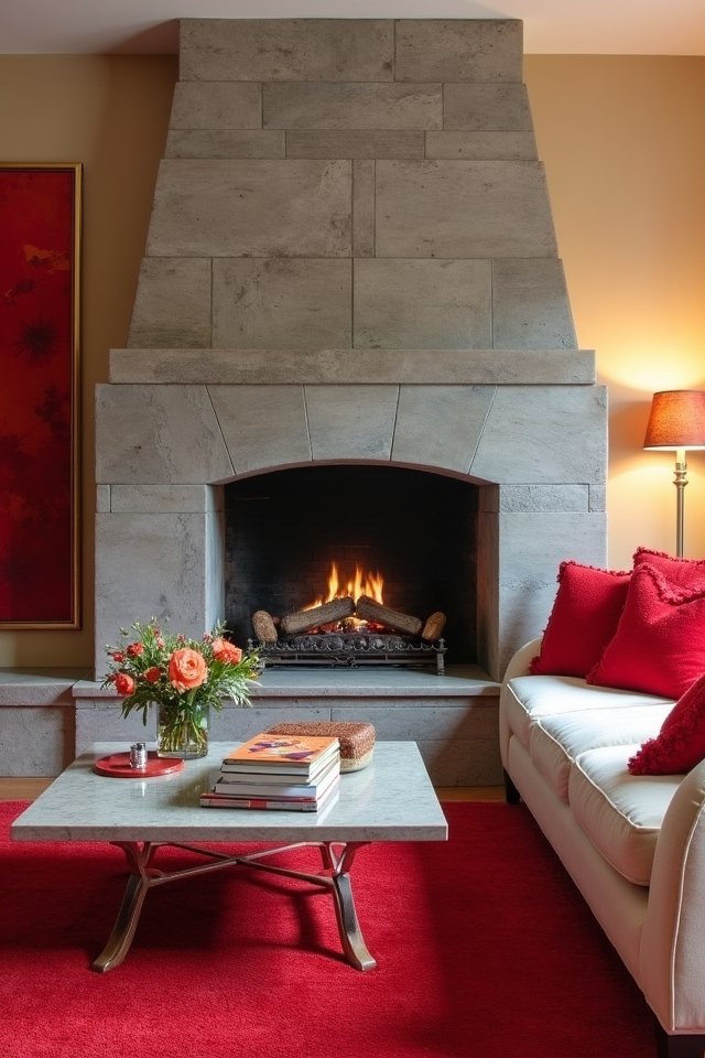 scarlet accents neutral tones