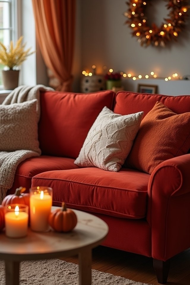 seasonal decor around couch