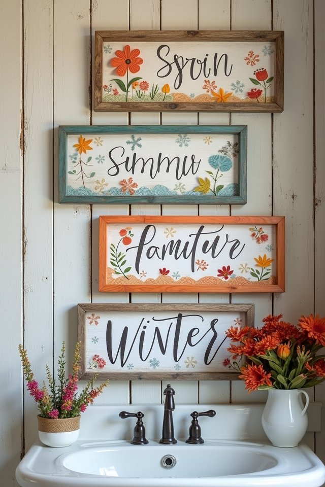 seasonal restroom sign themes