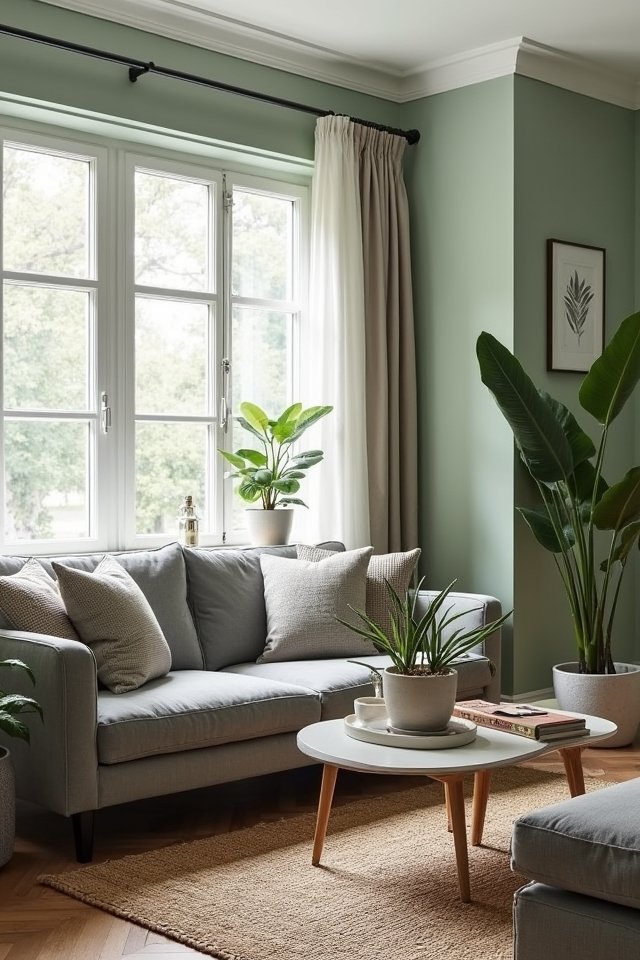 serene green and grey