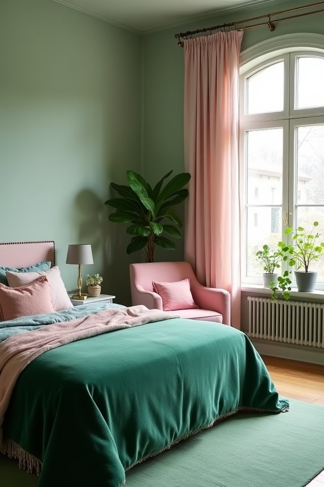 serene green with playful pinks