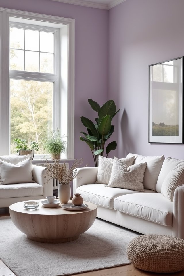 serene lilac living room transformation