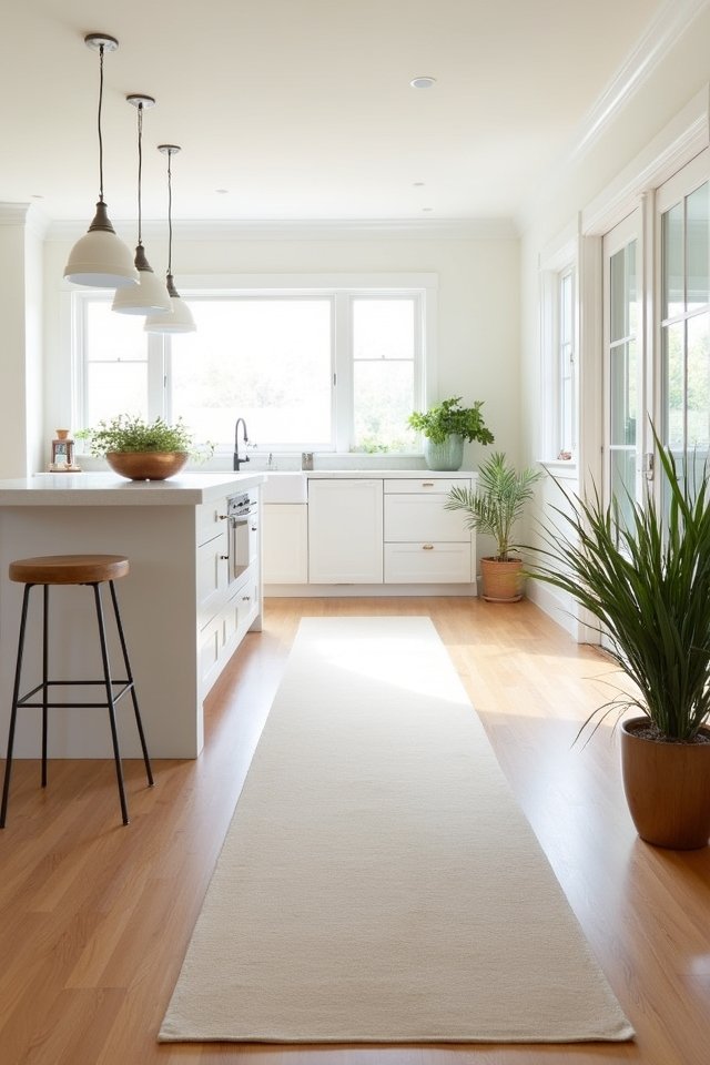 serene minimalist kitchen rug