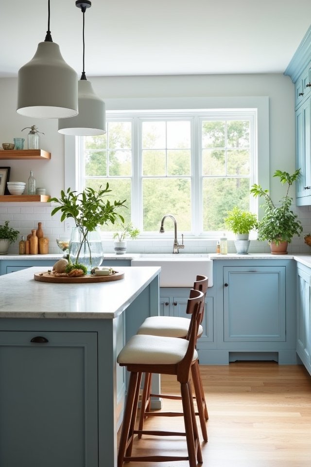 serene sky blue kitchen